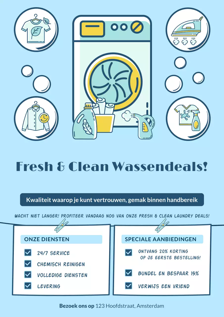 Blue Modern Laundry Promotie Advertentie