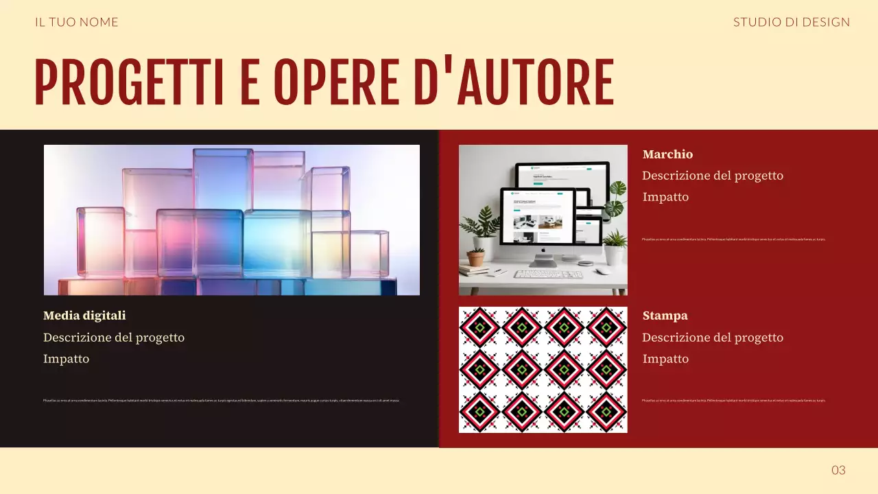 Portafoglio di design grafico moderno rosso