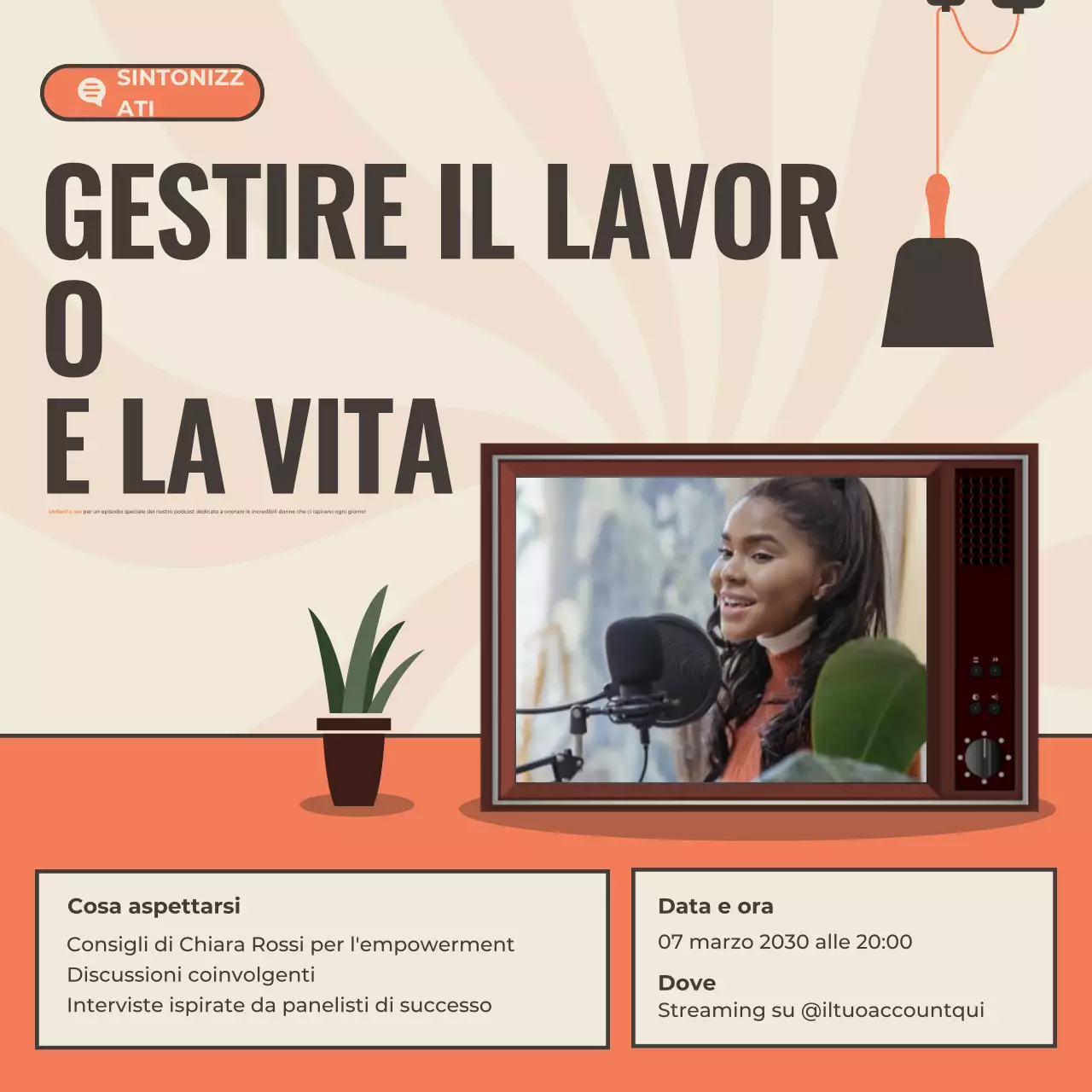 annuncio podcast moderno beige