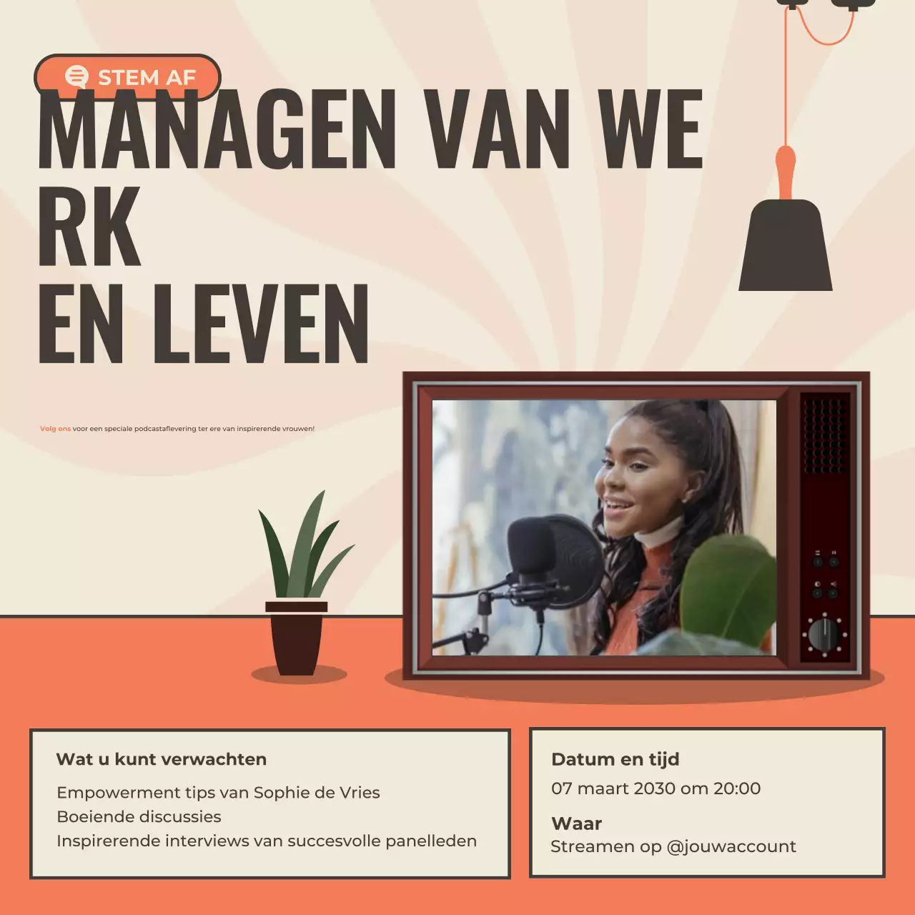 beige moderne podcast aankondiging