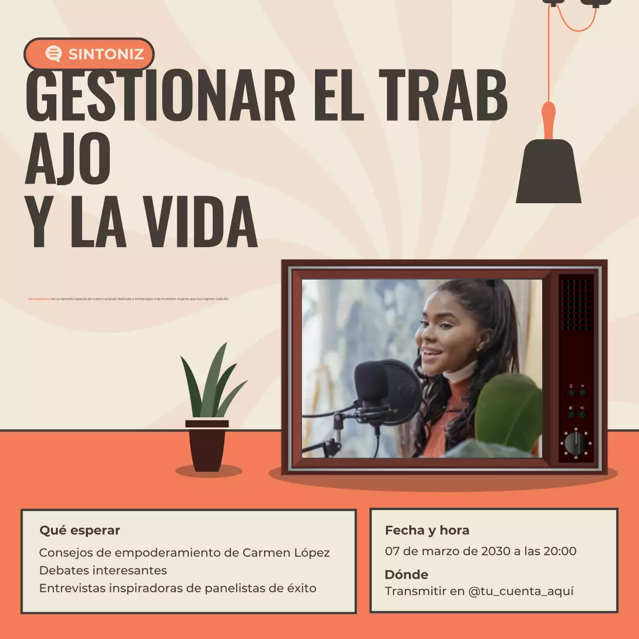 beige moderno podcast anuncio