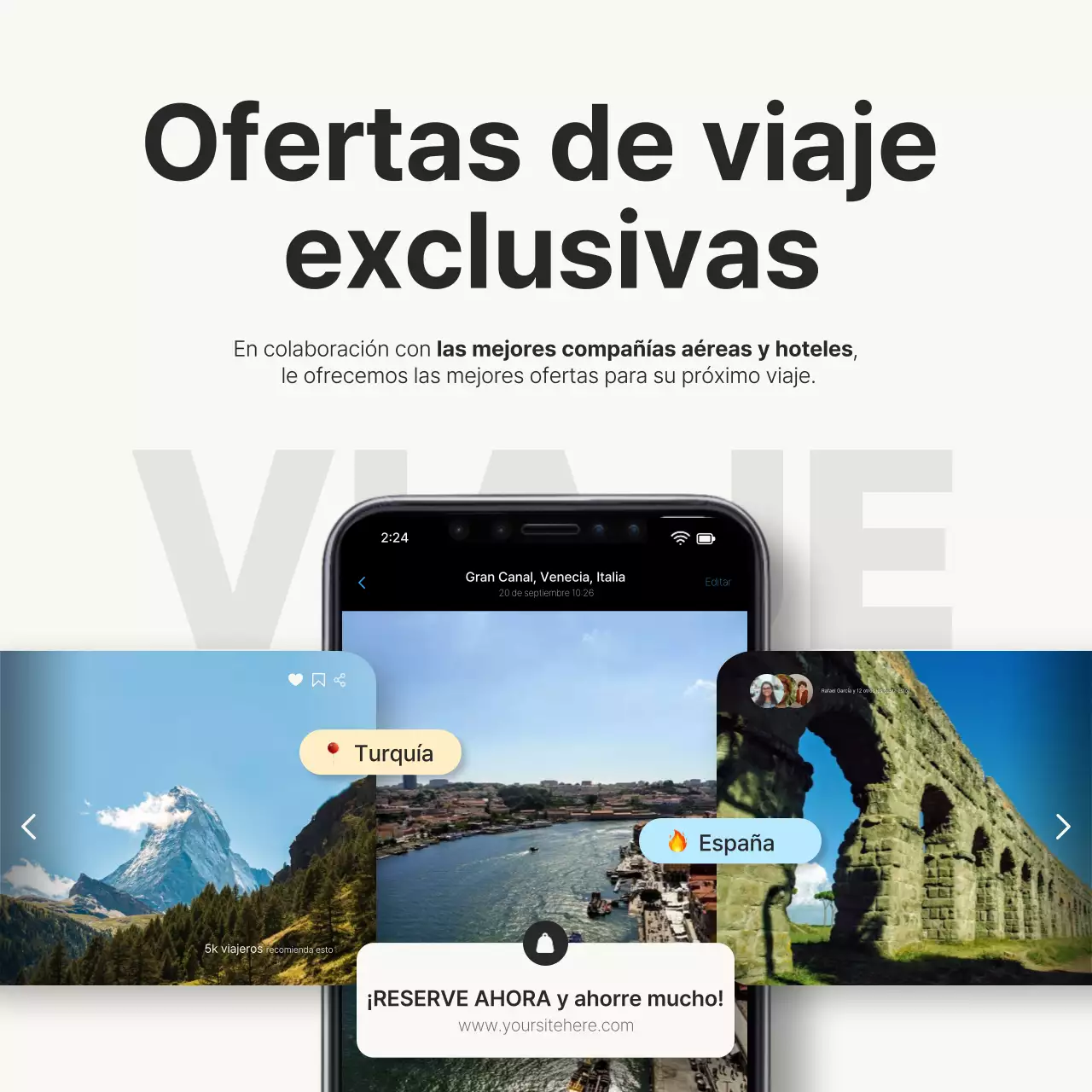Promoción de viajes modernos en blanco