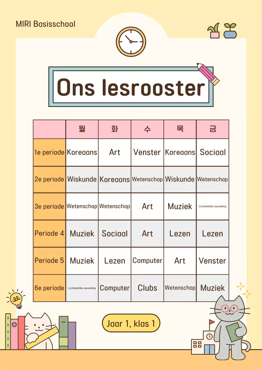 Leermiddelen voor een gezellig lesrooster in beige
