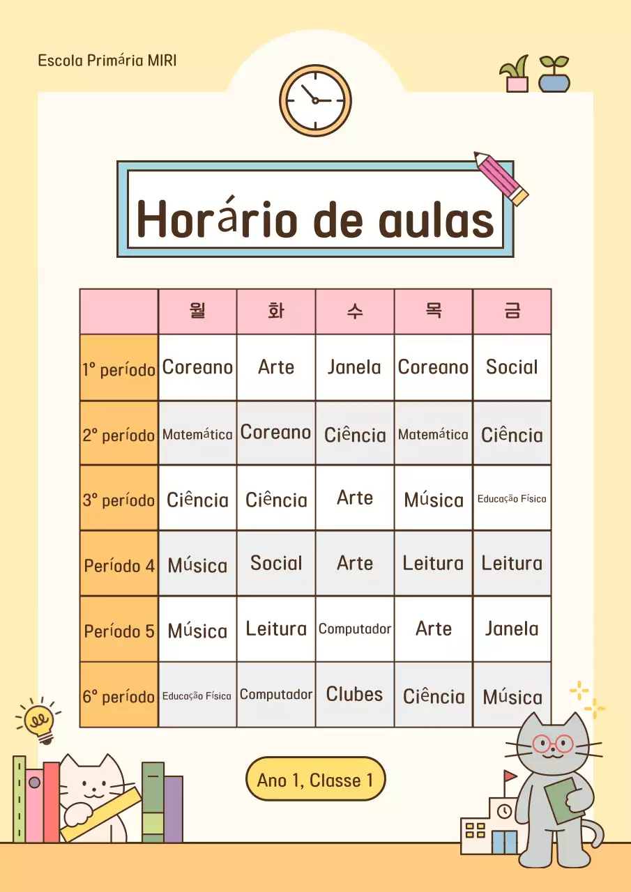 Recursos didácticos para o horário Beige Cosy