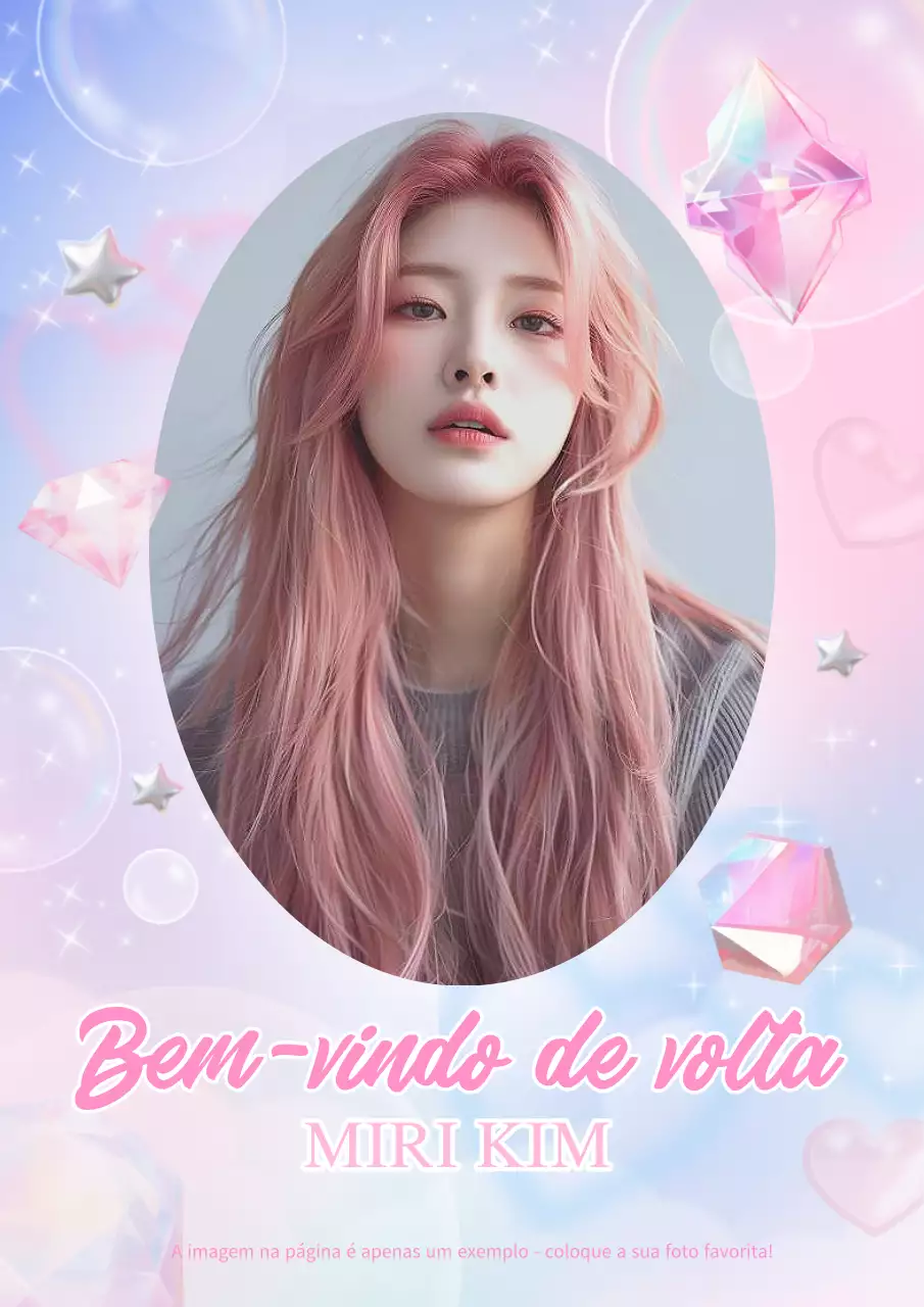 Capa de cartão fotográfico de ídolo de fantasia em rosa e azul claro