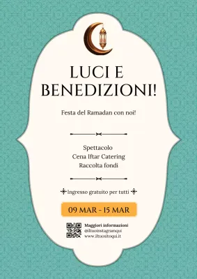 annuncio tradizionale del Ramadan in verde acqua