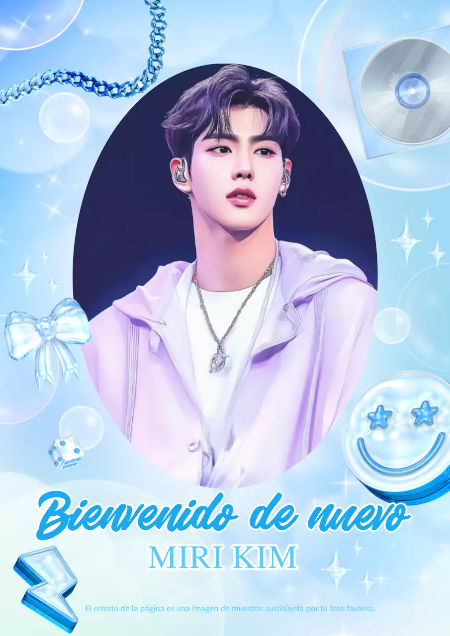 Portada de fotocardas de ídolos de fantasía en azul claro y azul