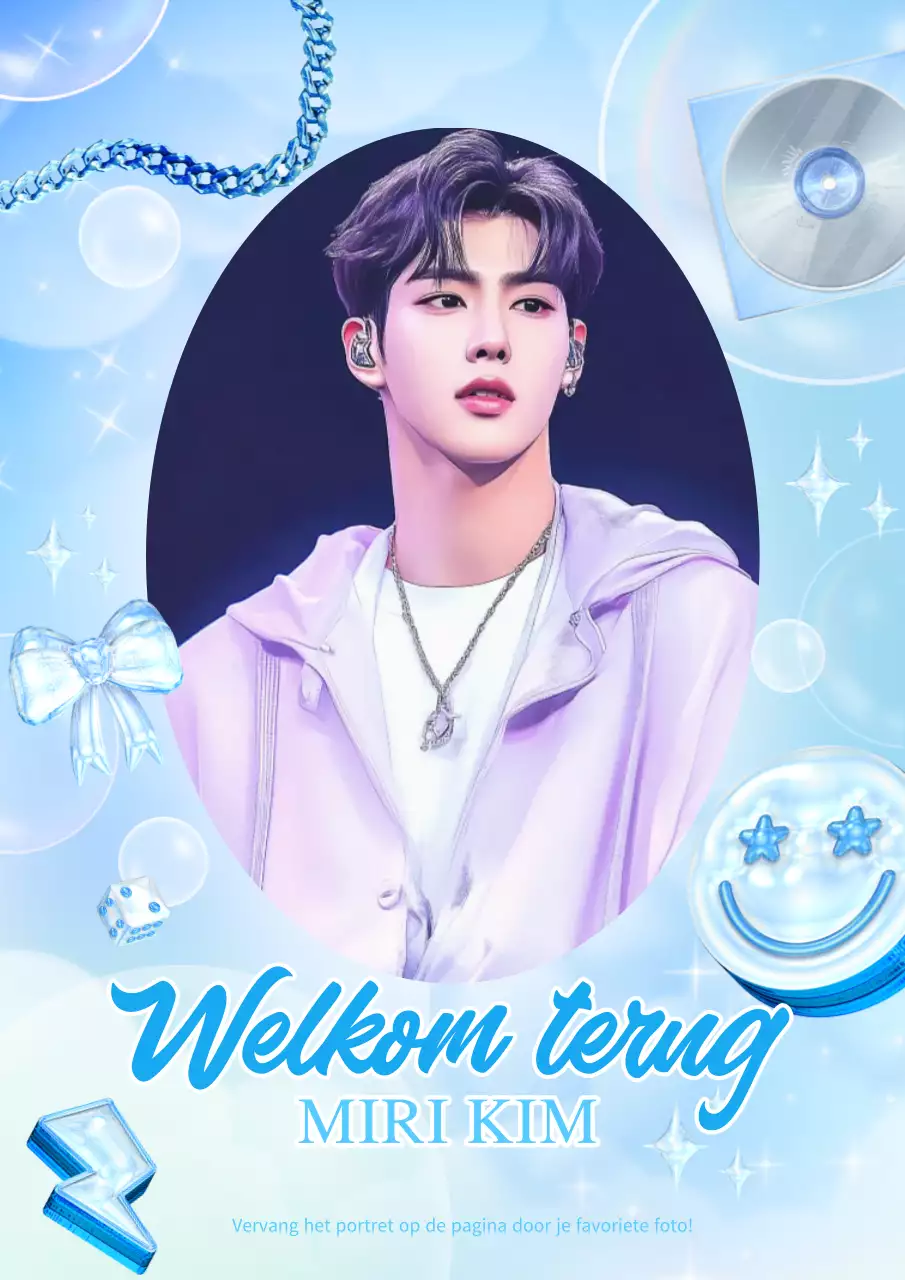 Fantasy idool fotokaart cover in lichtblauw en blauw