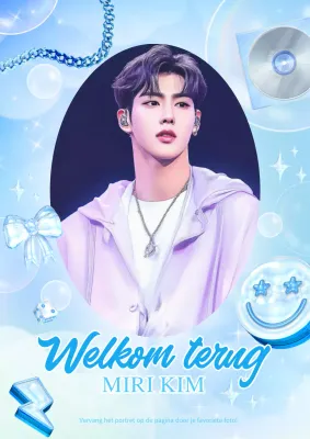 Fantasy idool fotokaart cover in lichtblauw en blauw