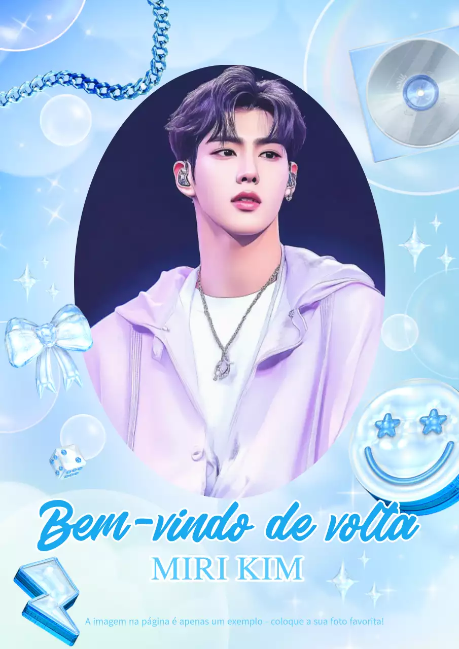Capa de cartão fotográfico de ídolo de fantasia em azul claro e azul