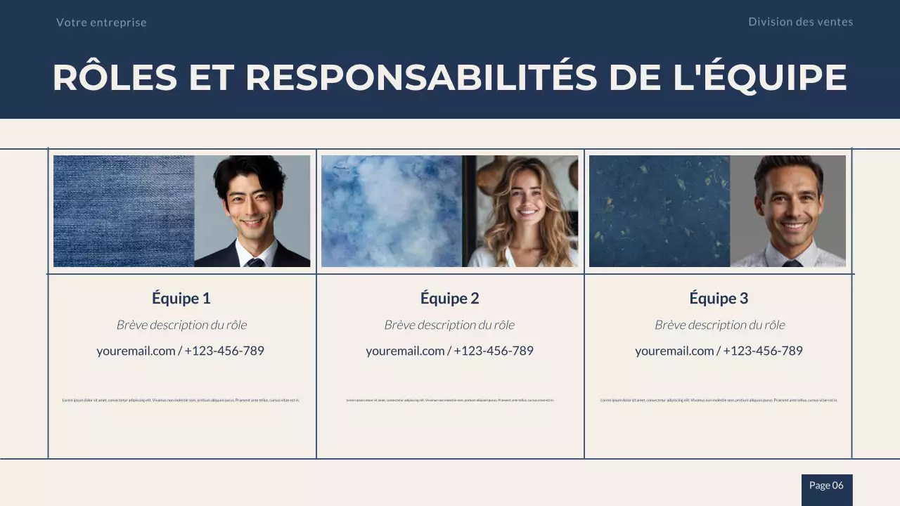 Présentation de la stratégie de vente professionnelle en beige marine