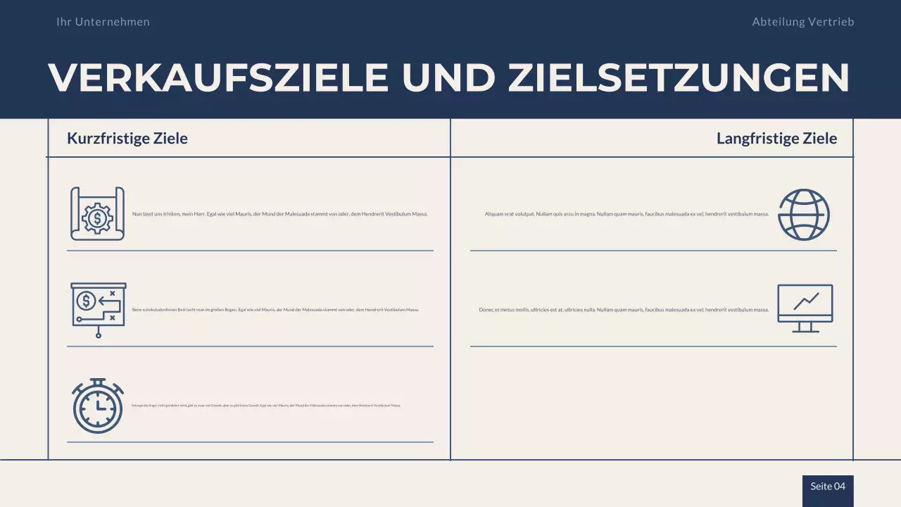 Navy Beige Professionelle Verkaufsstrategie-Präsentation