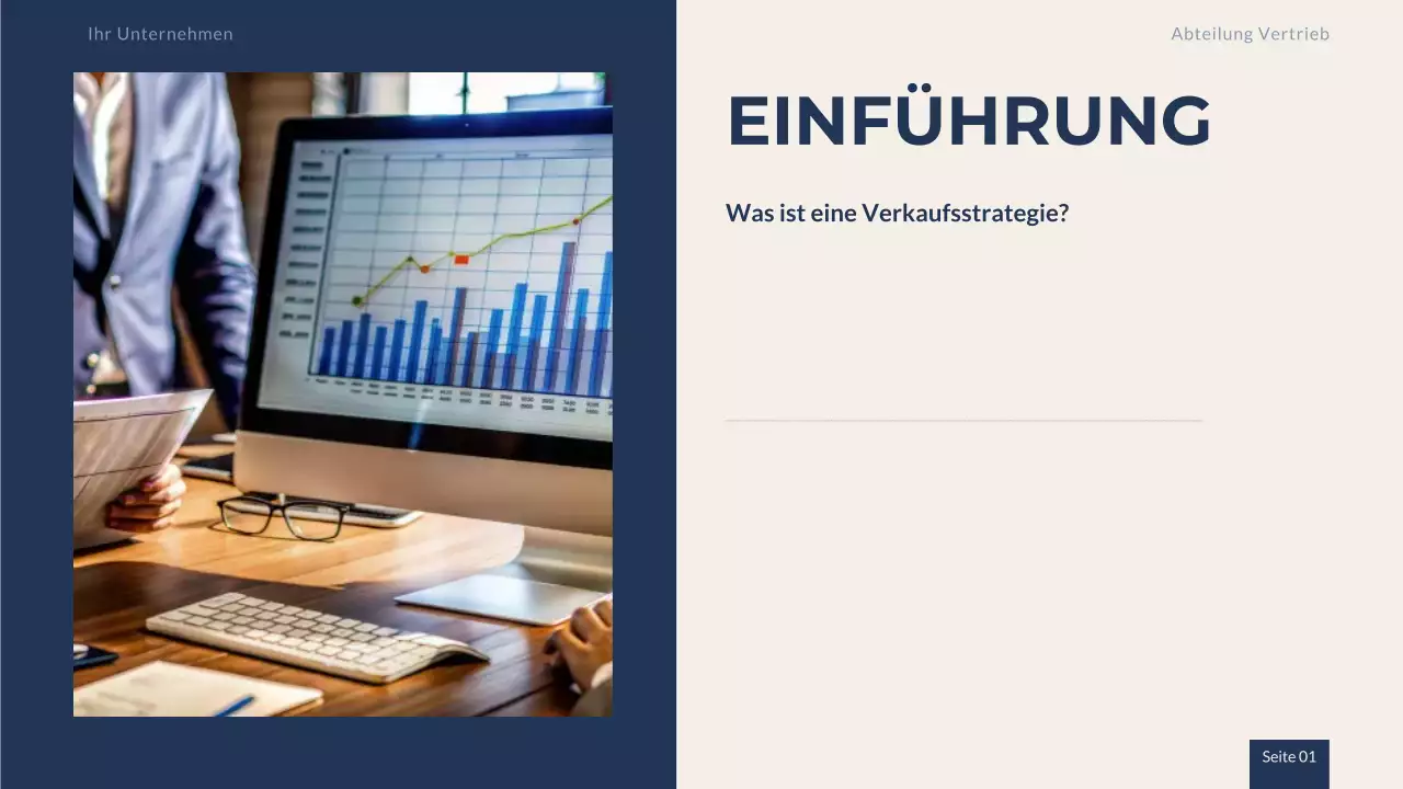 Navy Beige Professionelle Verkaufsstrategie-Präsentation