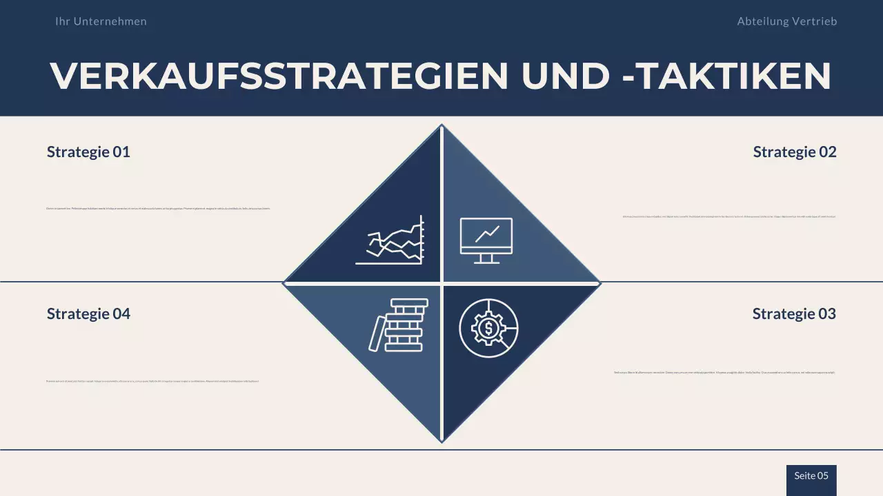 Navy Beige Professionelle Verkaufsstrategie-Präsentation