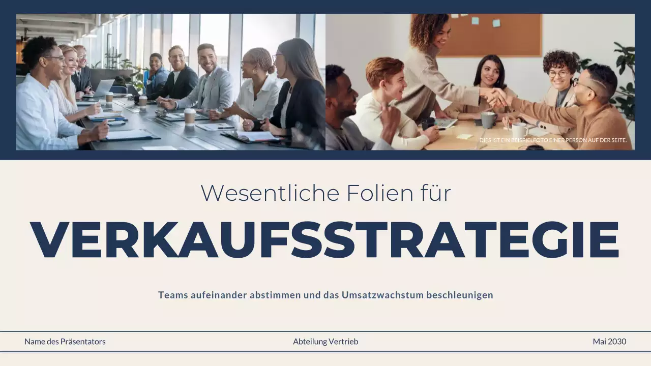 Navy Beige Professionelle Verkaufsstrategie-Präsentation