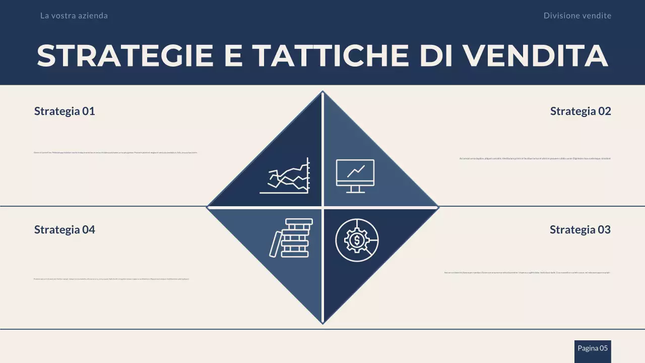 Presentazione della strategia di vendita professionale Navy Beige