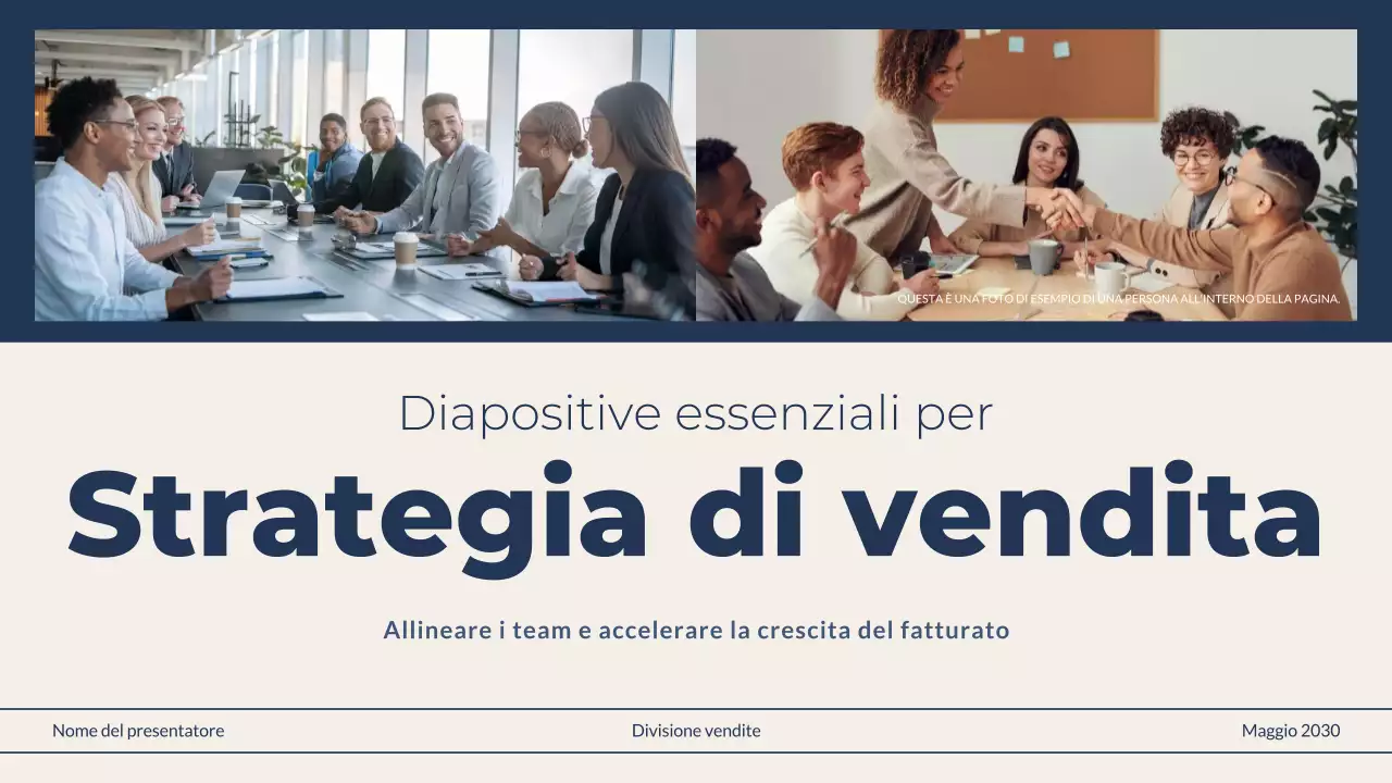 Presentazione della strategia di vendita professionale Navy Beige