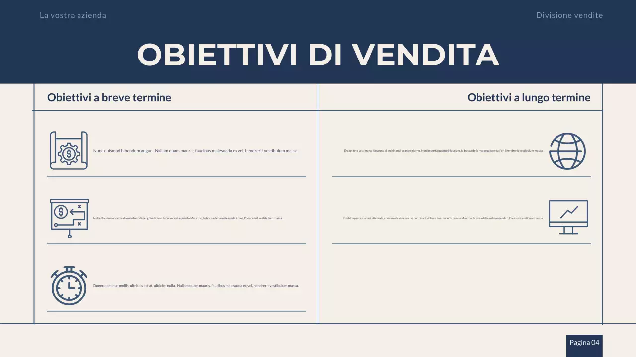 Presentazione della strategia di vendita professionale Navy Beige