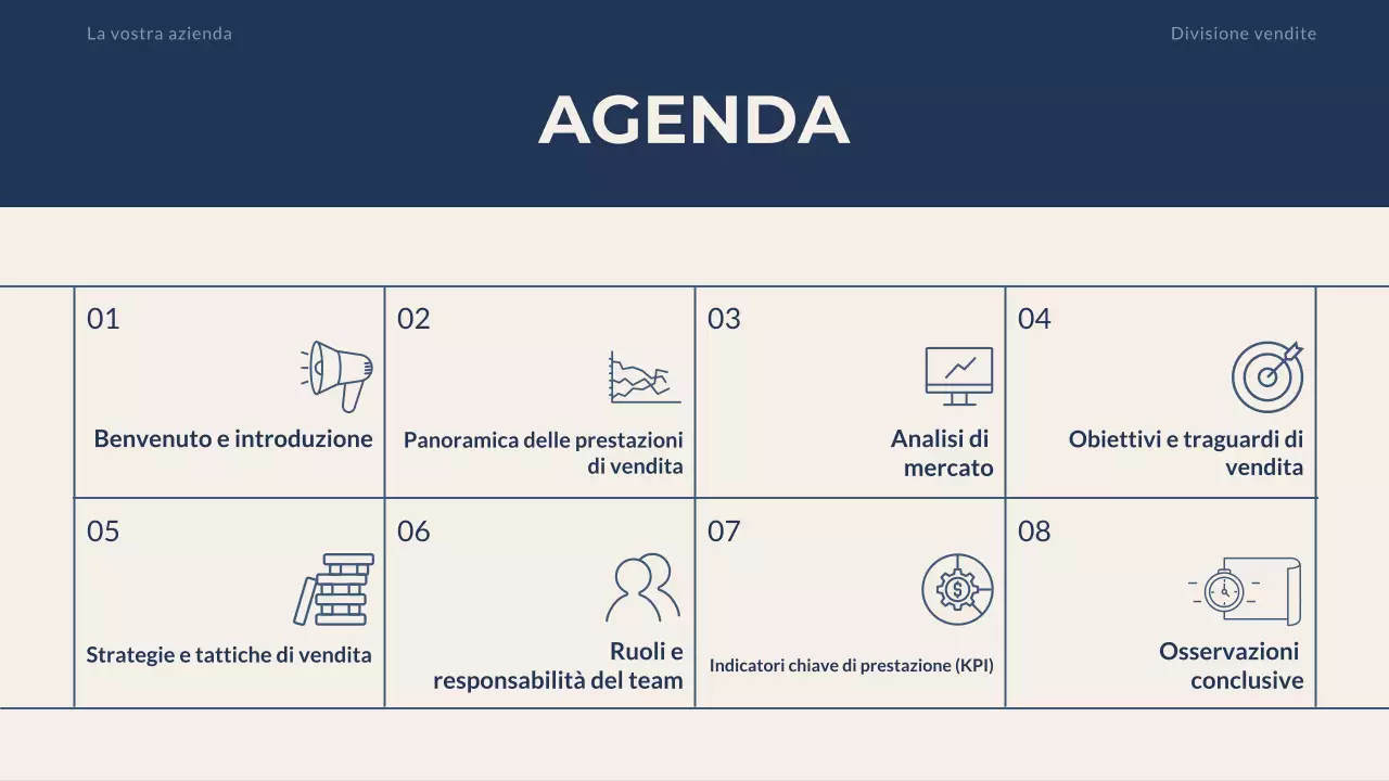 Presentazione della strategia di vendita professionale Navy Beige