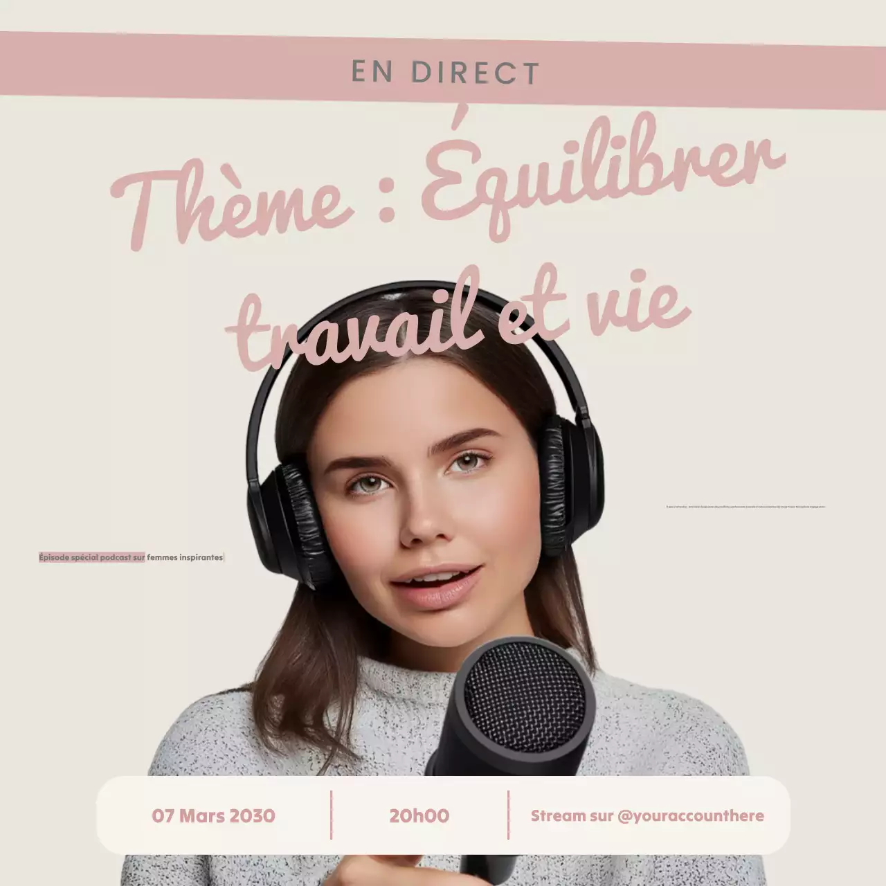 Beige feminine podcast announcement post