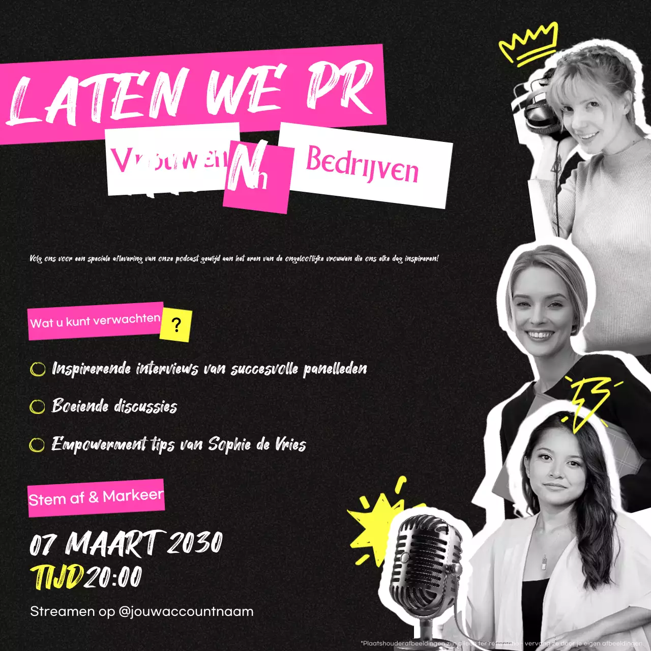 Zwart Roze Vrouwenpraat Podcast Social Media Plein