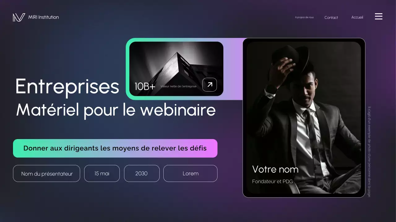 matériel pour le webinaire sur les affaires modernes en noir