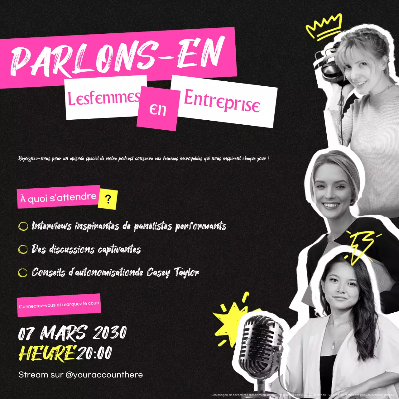 Black and Pink Women Talk Podcast Social Media Square (en anglais)