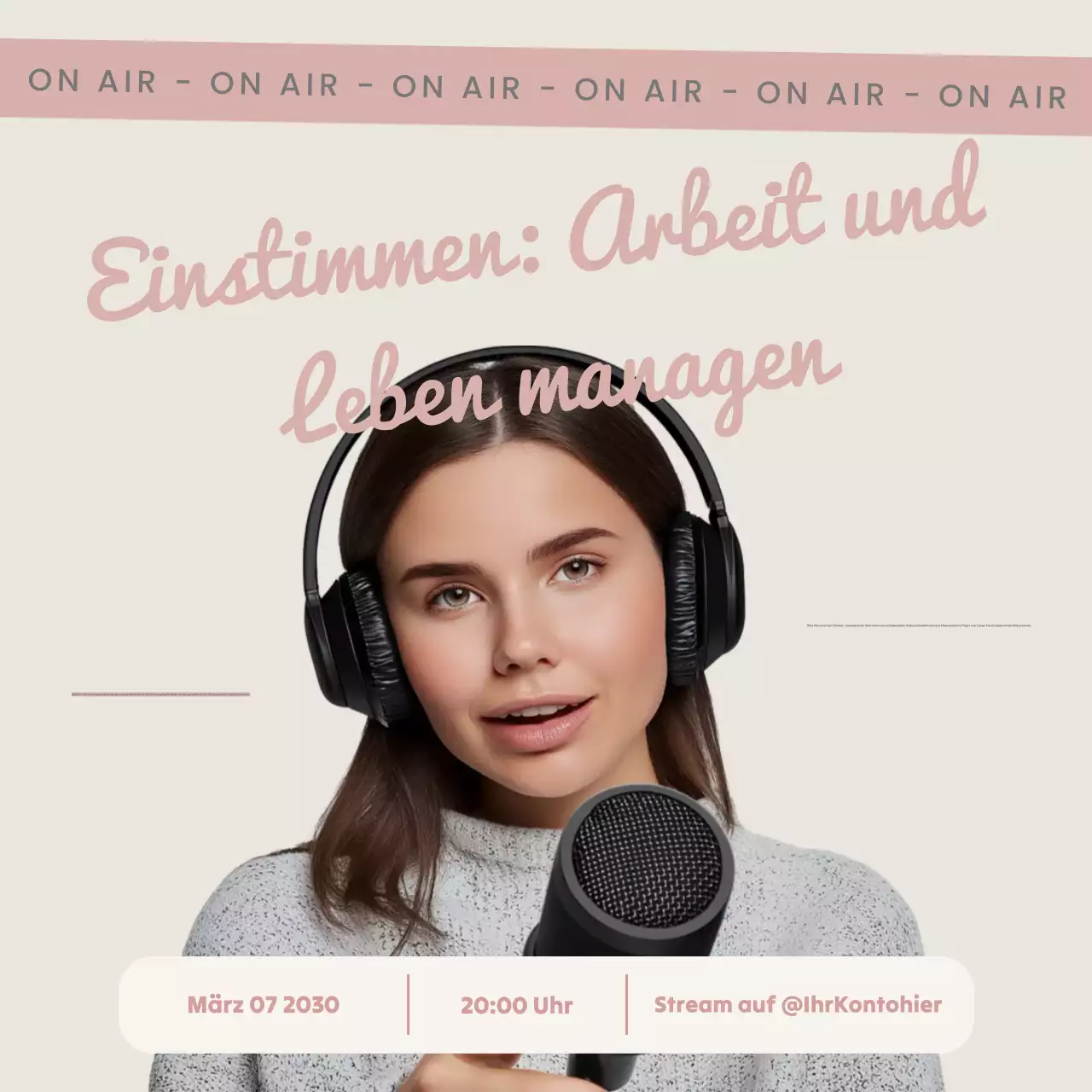 Beige feminine Podcast-Ankündigungspost