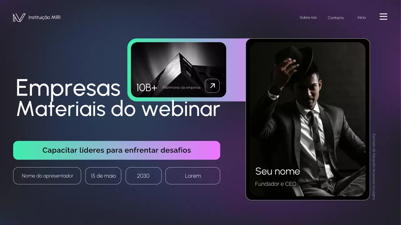 materiais para webinar sobre negócios modernos em preto