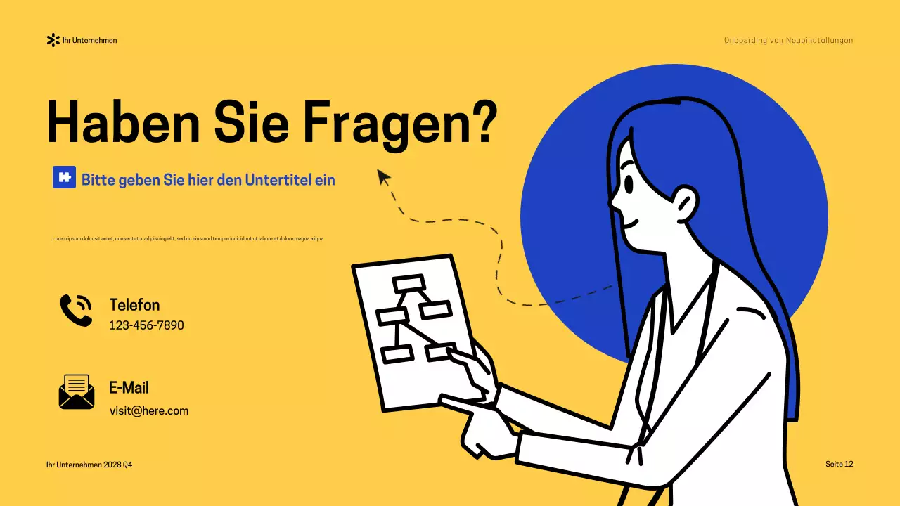 Blau-Gelb Moderner Onboarding-Leitfaden Präsentation