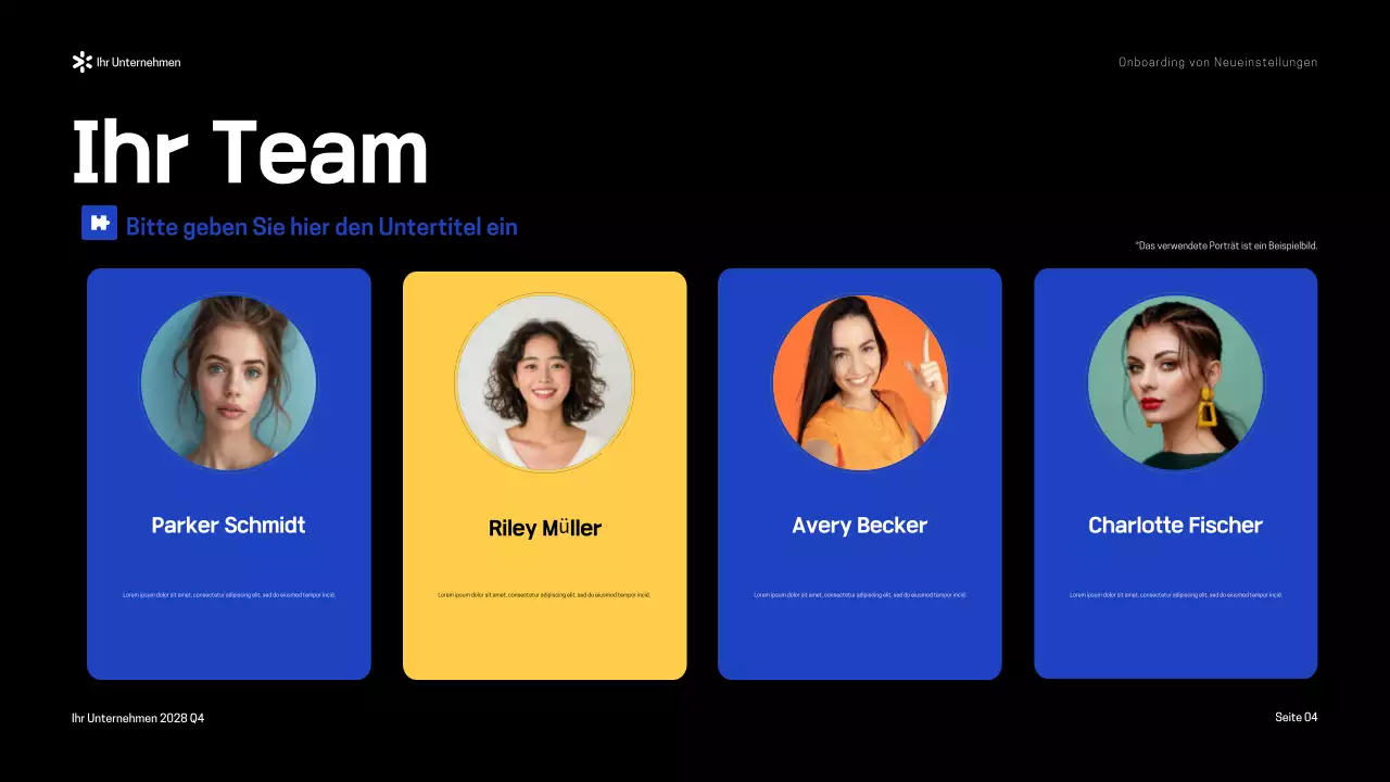 Blau-Gelb Moderner Onboarding-Leitfaden Präsentation