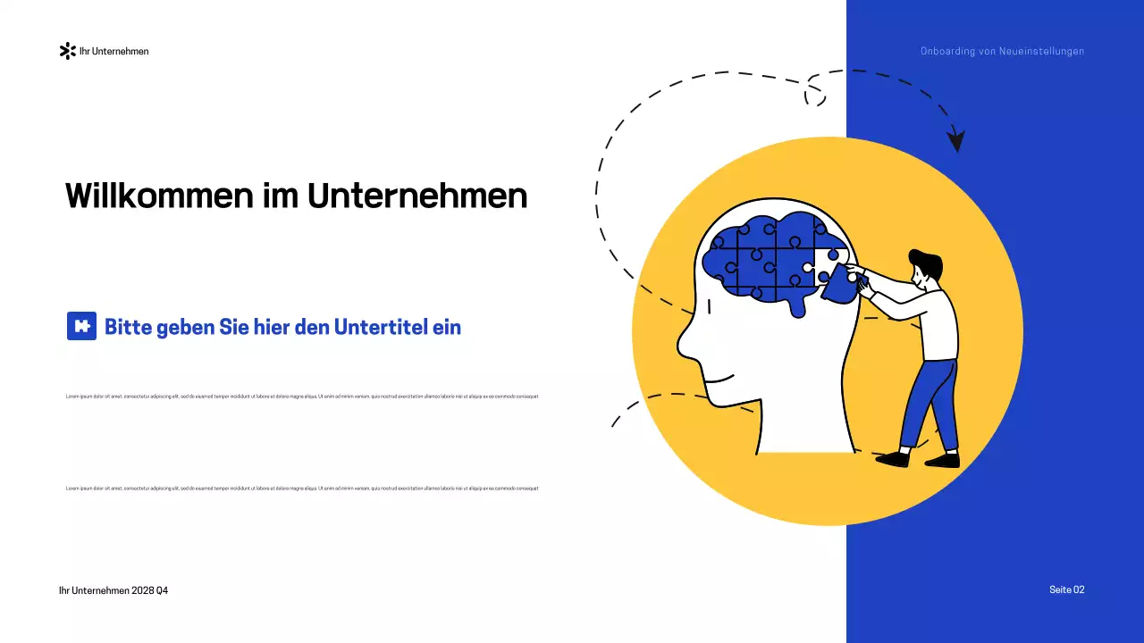 Blau-Gelb Moderner Onboarding-Leitfaden Präsentation