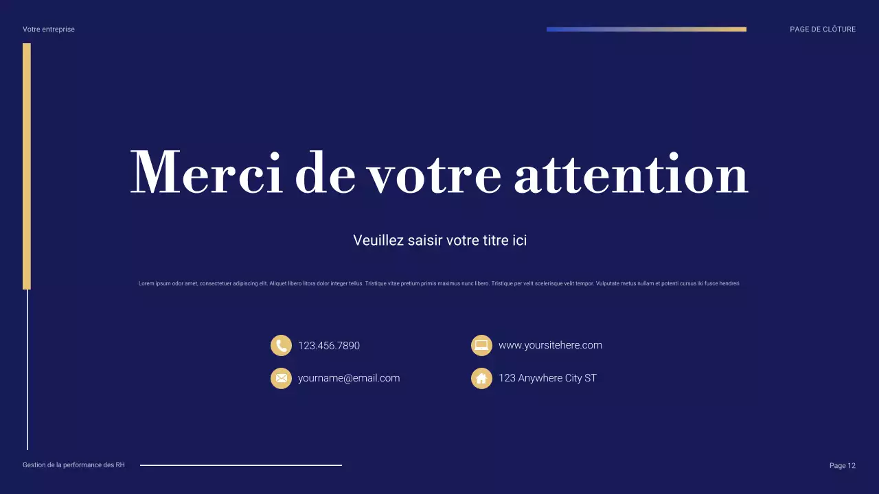 présentation professionnelle bleue des RH