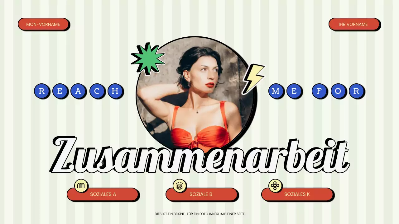 Rote und grüne Retro Vintage Content Creator Präsentation