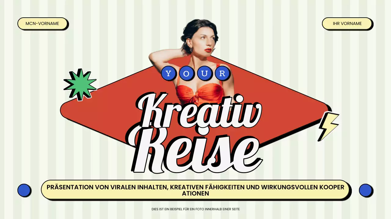 Rote und grüne Retro Vintage Content Creator Präsentation