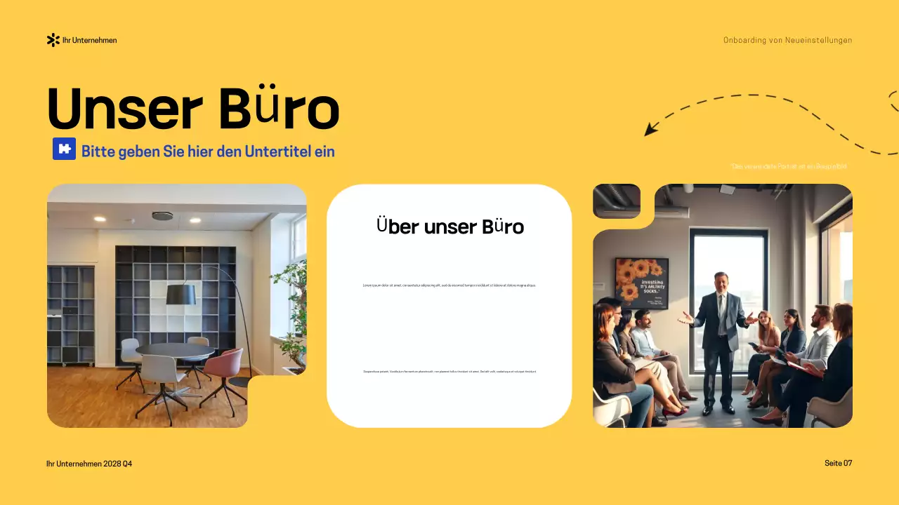 Blau-Gelb Moderner Onboarding-Leitfaden Präsentation