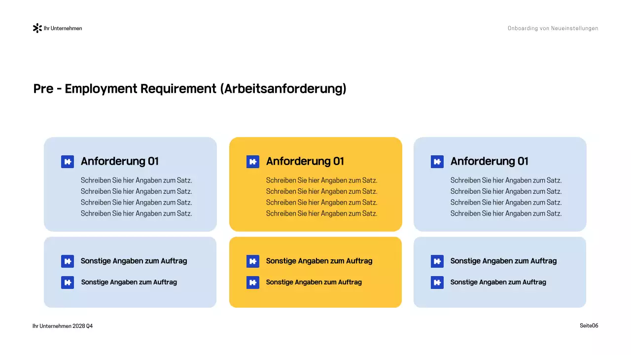 Blau-Gelb Moderner Onboarding-Leitfaden Präsentation
