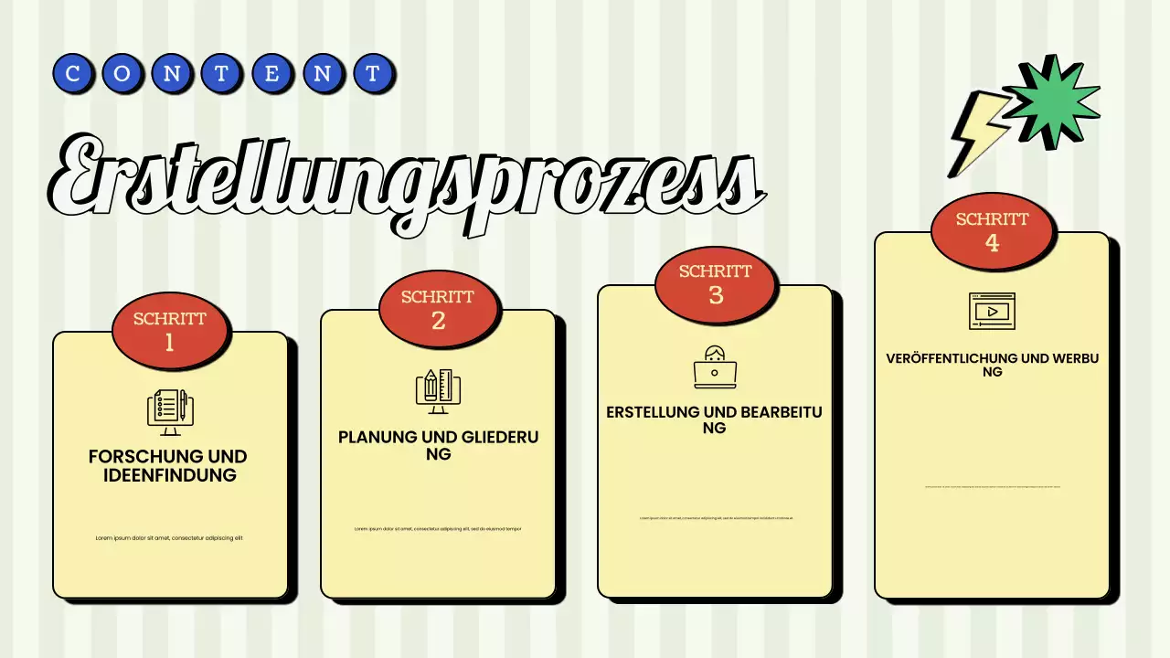 Rote und grüne Retro Vintage Content Creator Präsentation