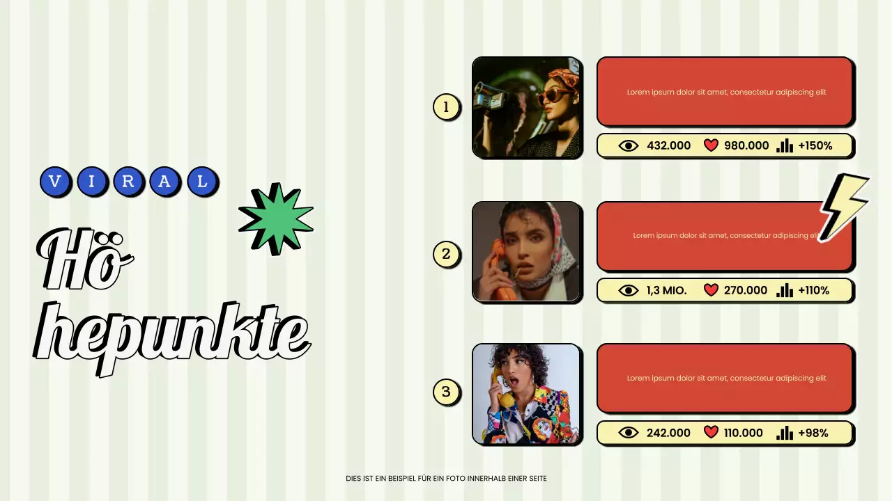 Rote und grüne Retro Vintage Content Creator Präsentation