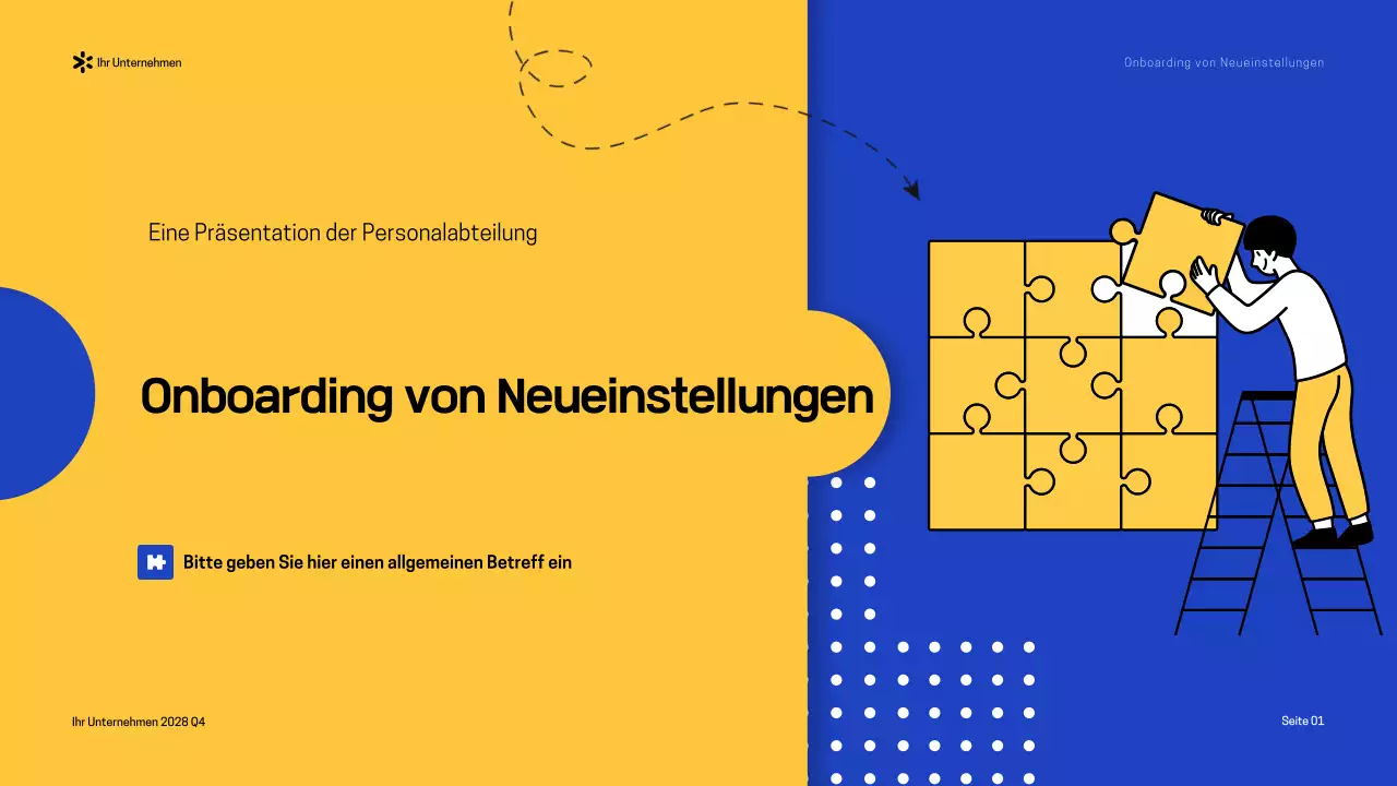 Blau-Gelb Moderner Onboarding-Leitfaden Präsentation