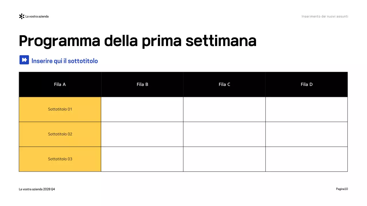 Presentazione della moderna guida all'onboarding blu-giallo
