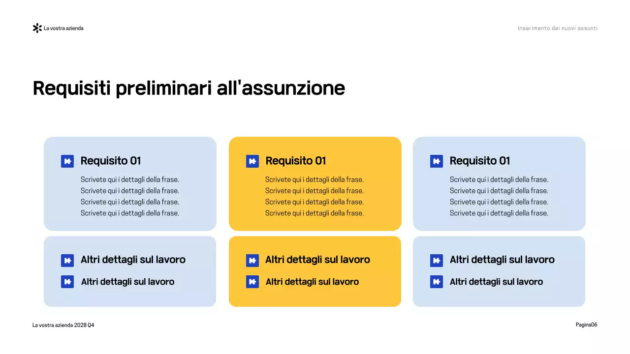 Presentazione della moderna guida all'onboarding blu-giallo