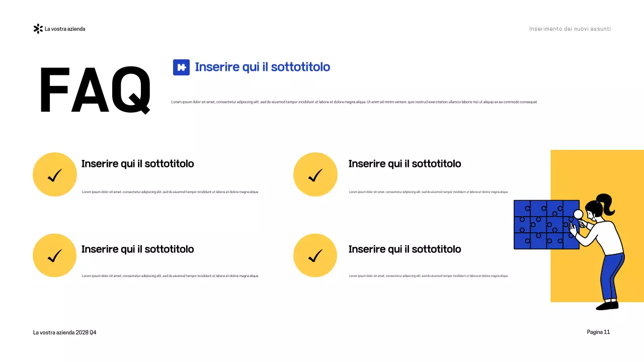 Presentazione della moderna guida all'onboarding blu-giallo