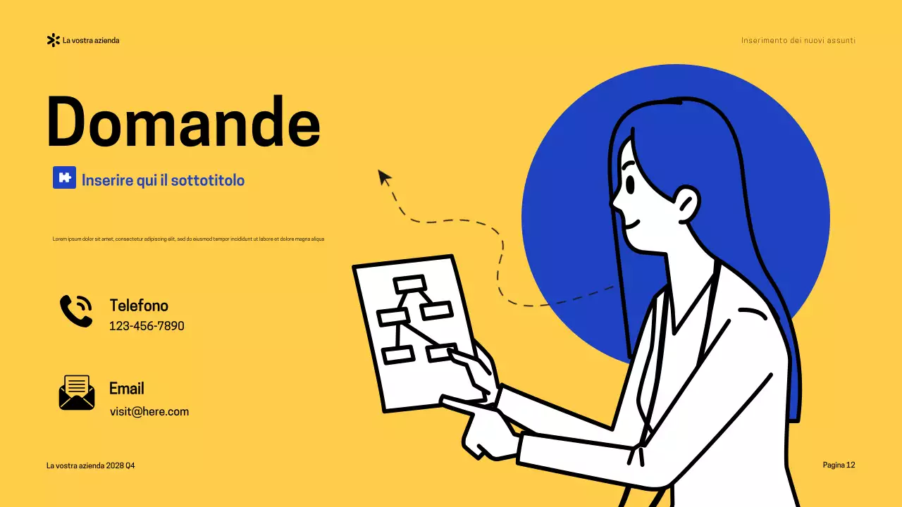 Presentazione della moderna guida all'onboarding blu-giallo