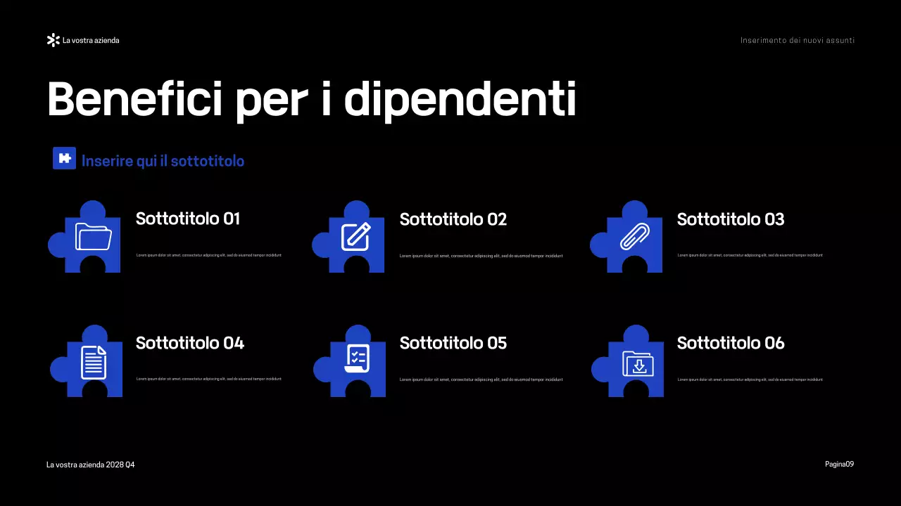Presentazione della moderna guida all'onboarding blu-giallo