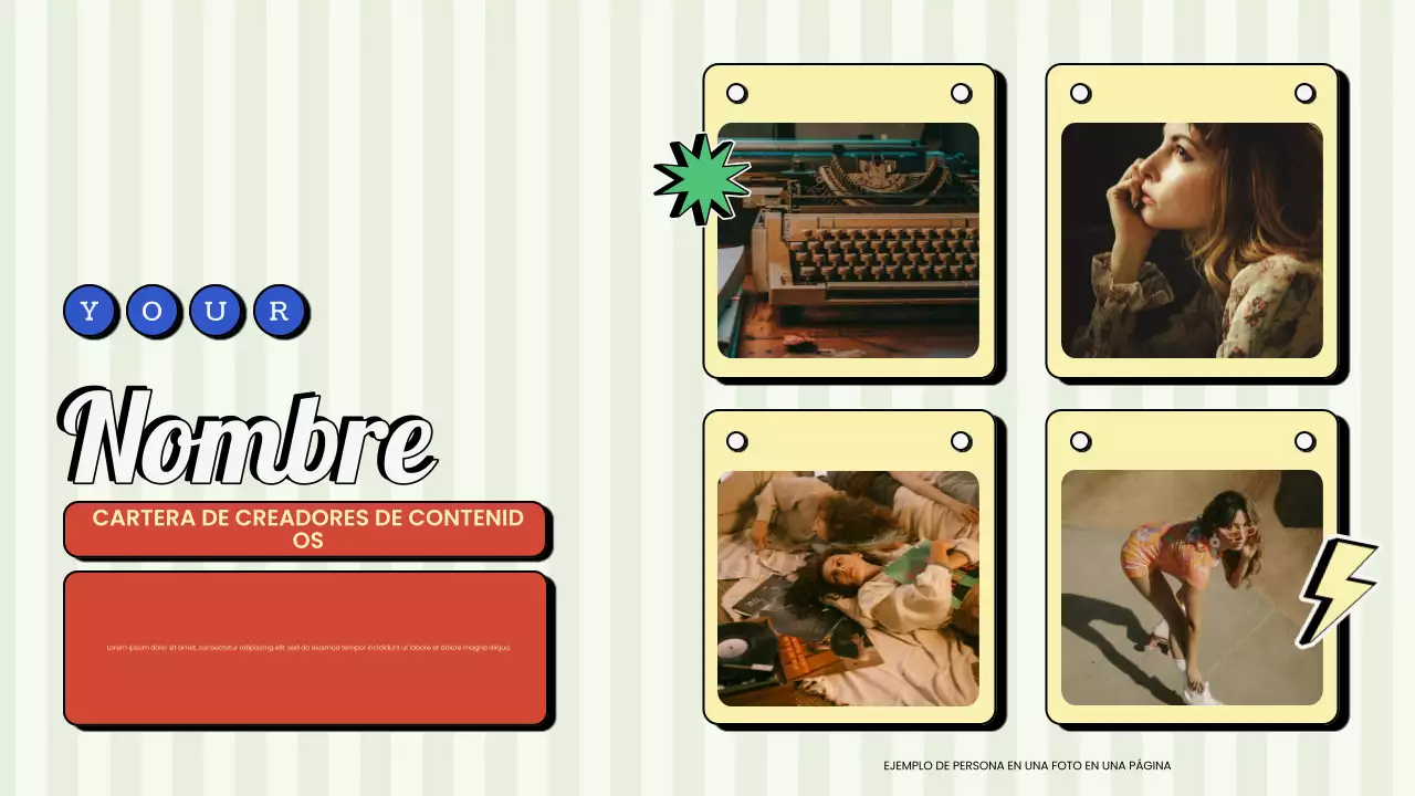 Presentación del creador de contenidos retro vintage en rojo y verde