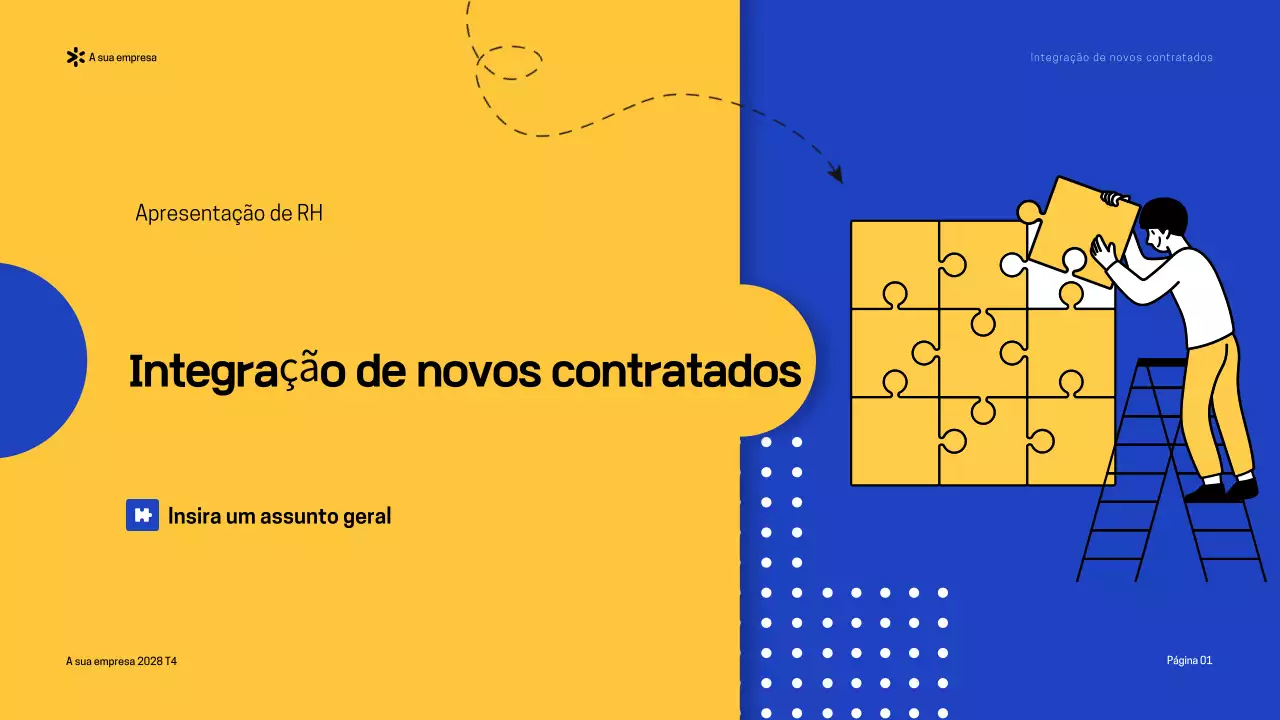 Apresentação do guia de integração moderno azul-amarelo