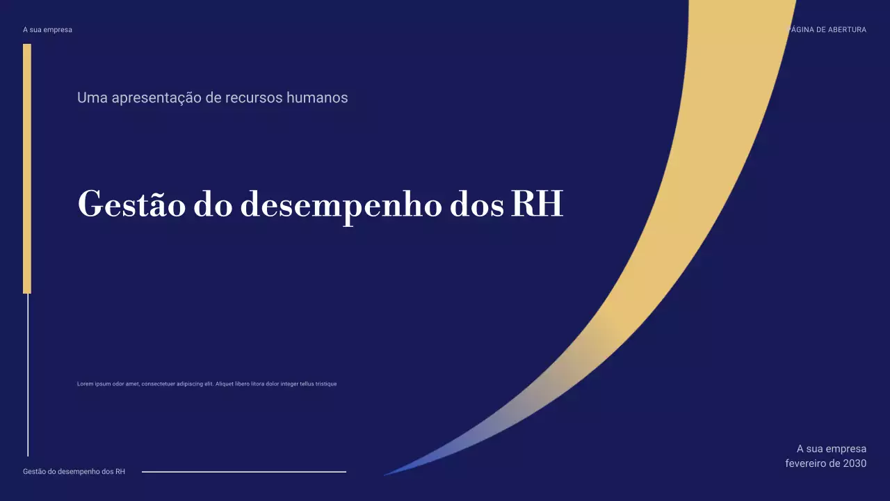 apresentação profissional azul para RH