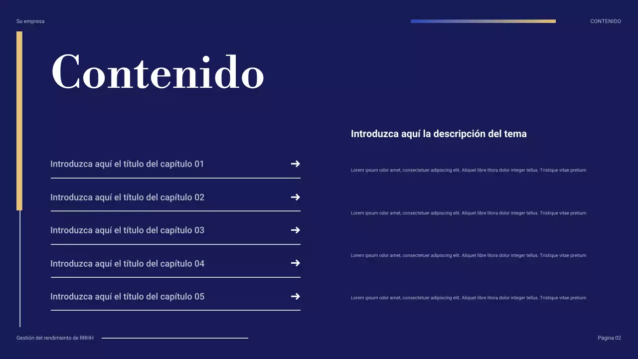 presentación profesional azul de RRHH