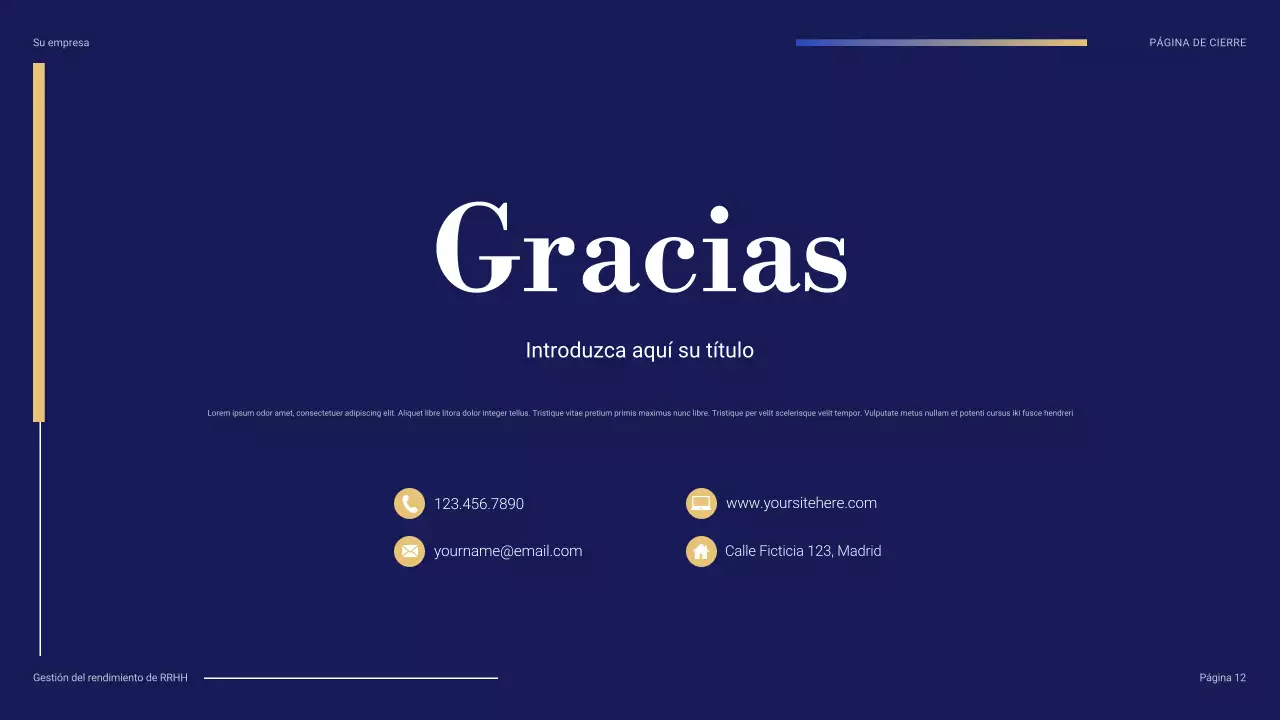 presentación profesional azul de RRHH